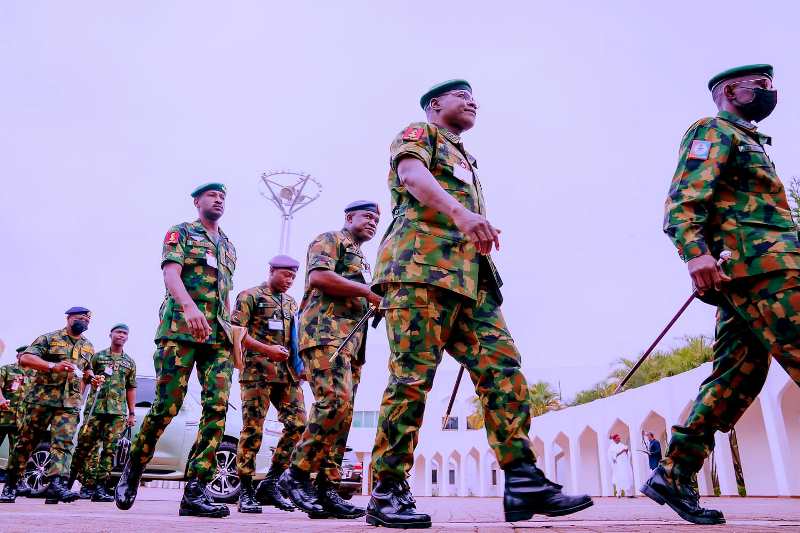 The service chiefs arriving for the meeting