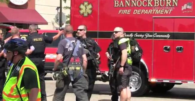 Illinois Police and firemen at the scene of multiple shooting