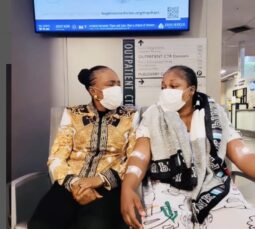 Kemi Afolabi, right, with a friend, at the John Hopkins Hospital, Maryland, United States