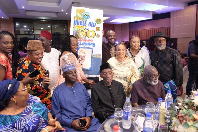 Members of the Actors Guild of Nigeria with the celebrant Olu Jacobs at the event