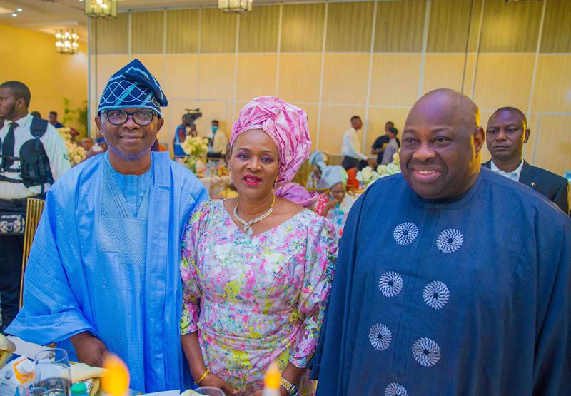 Mr and Mrs Mike Awoyinfa with Mr Dele Momodu