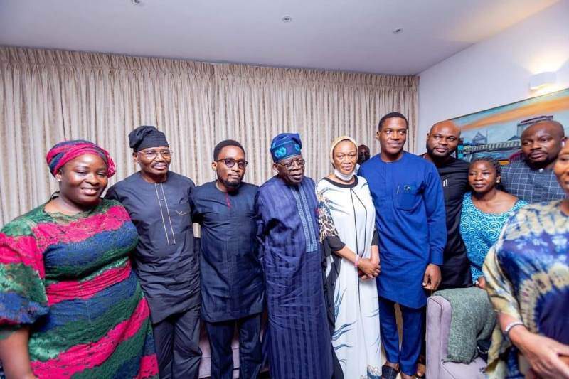 The APC presidential candidate with others at Kemi Nelson's residence