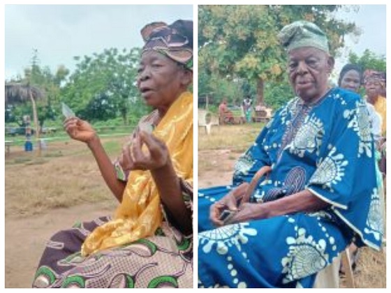 95-year-old Adekunle Benjamin and 90-year  Shabina Oladipo  waiting for accreditation at Unit 7, Ward 8, Oogi Town, Ayedaade Local Government in the  ongoing Osun election