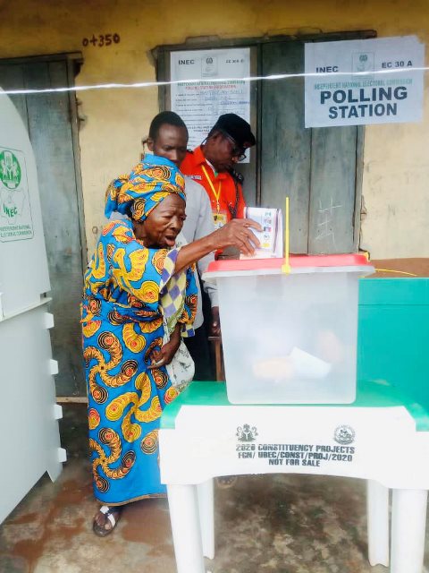 The nonagenarian casting her vote