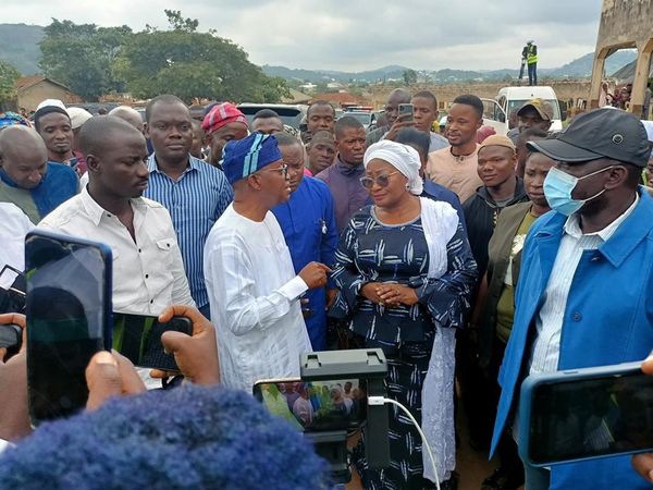 Osun governor and his wife after casting their votes