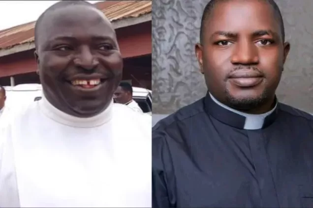 Father John Mark Cheitnum, left, and Father Denatus Cleopas, right. | Photos courtesy of Archdiocese of Kaduna