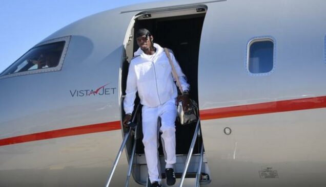 Pogba arrived in Turin on a private jet on Friday