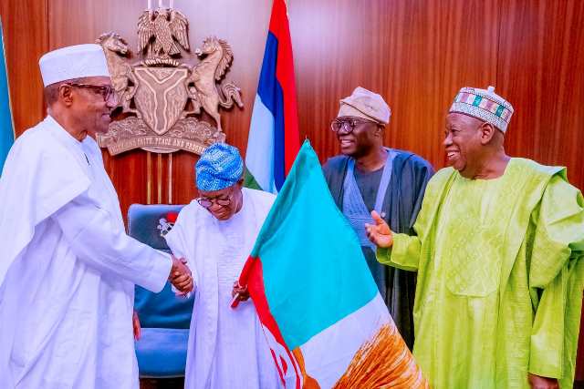Buhari with Oyetola, Sanwo-Olu and Ganduje
