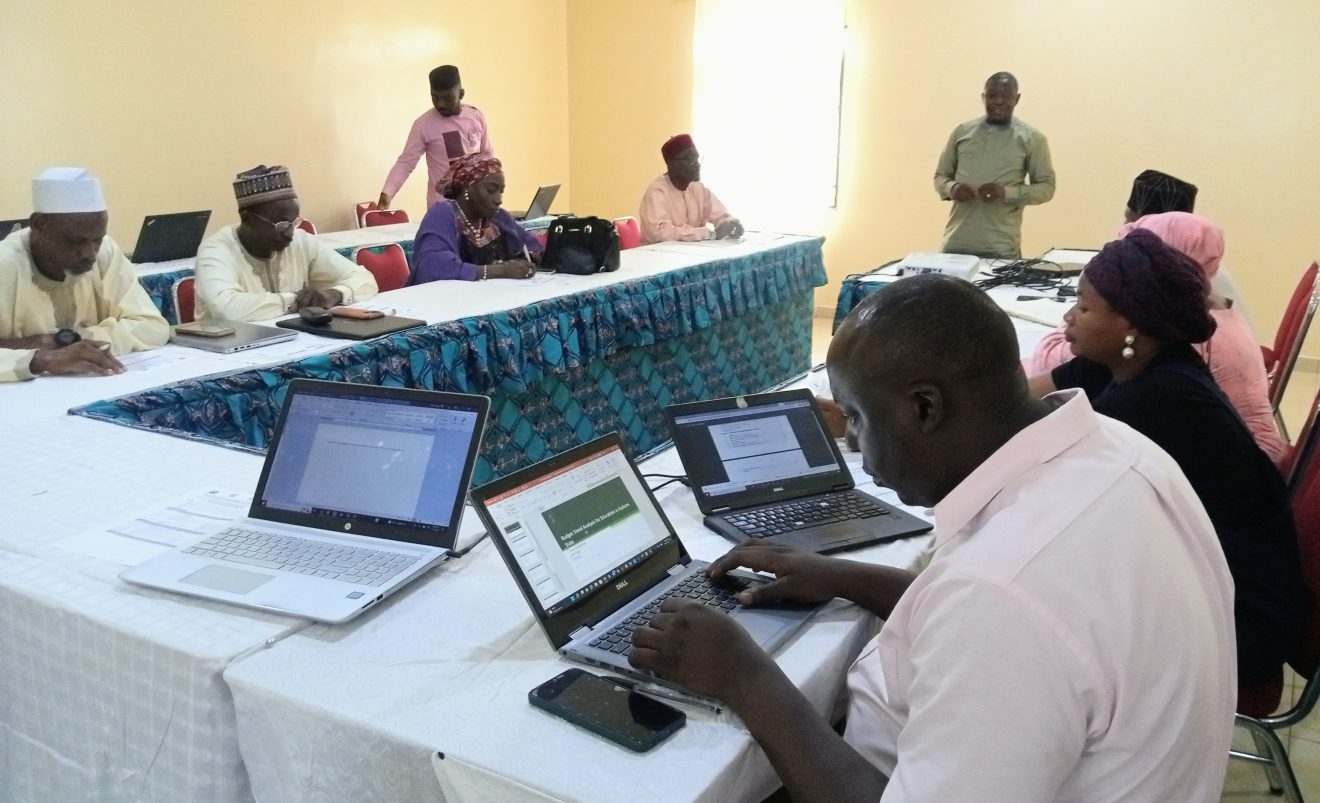 State Lead facilitator, Partnership to Engage Reform and Learn, Mr-Istifanus Akau addressing participants at Kaduna State education sector budget trend analysis