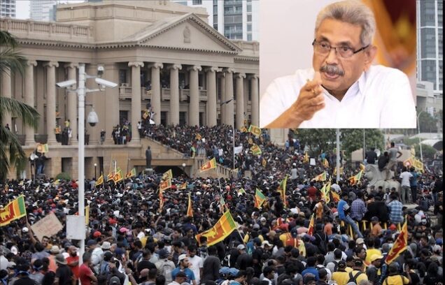 The massive crowd at Sri Lanka president’s office in Colombo