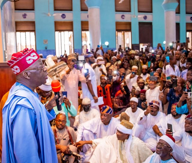 Tinubu speaks at Lagos Central mosque on Sallah Day