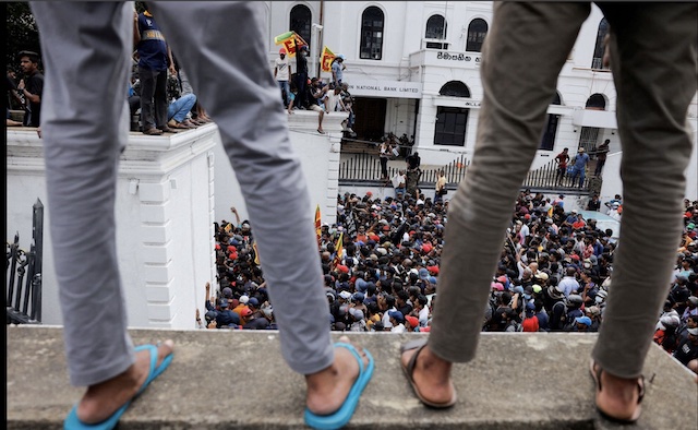Total occupation by demonstrators at Rajapaksa house