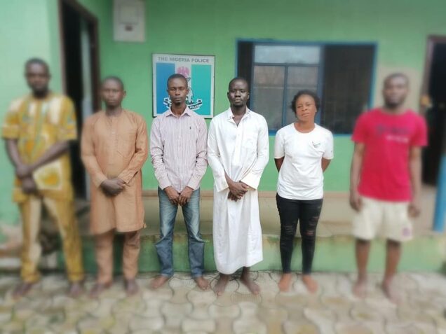 Some of the suspects arrested in recent operations by the police. They include five members of of fraud syndicate who specialized in hacking into bank accounts of individuals and corporate bodies to steal monies arrested while attempting to hack into a company’s account to steal N3.4 billion.