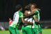 Super Falcons players celebrate one of their goals