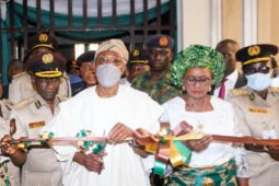 Rauf Aregbesola commissioning the Enhanced Passport Production Centre in Port Harcourt, the Rivers State Capital on Tuesday