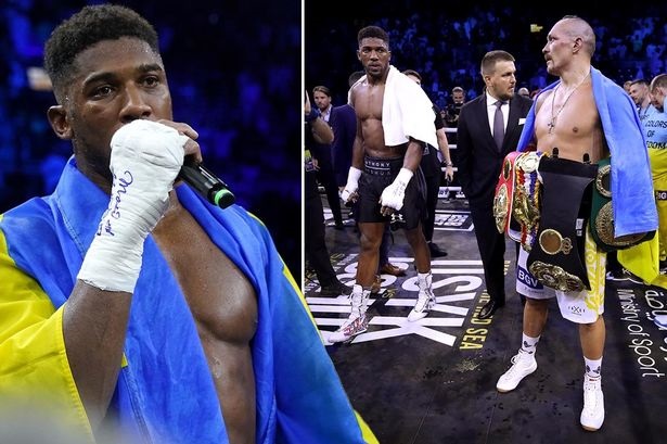 (Left)British boxer Anthony Joshua: apologizes for his post-match antics and losing his cool after his loss to Ukraine’s Oleksandr Usyk on Sunday.