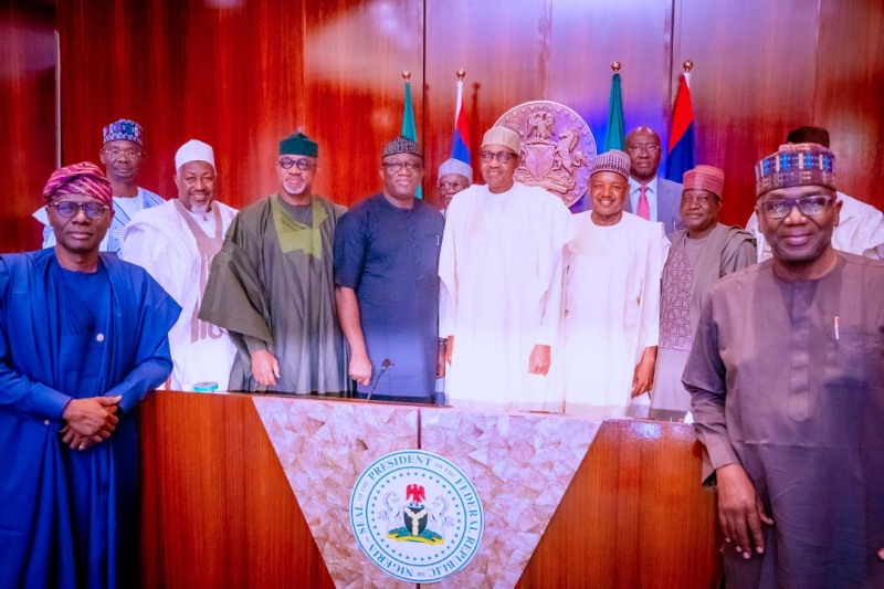 Buhari with APC governors in Abuja on Tuesday