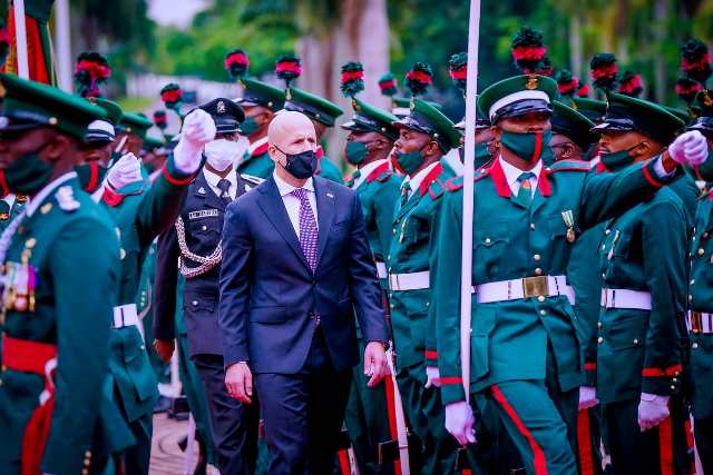 High Commissioner of Canada to Nigeria H.E. Mr. James Kingston Christoff inspecting guard of honour