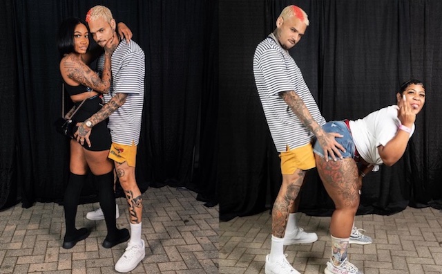 Chris Brown with some female fans