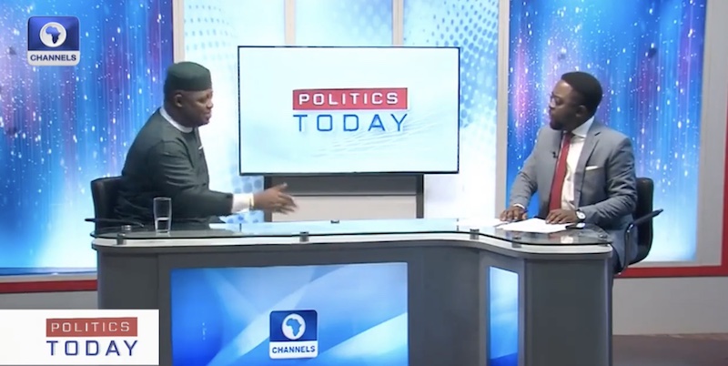 Femi Fani-Kayode, left speaks on Politics Tonight show