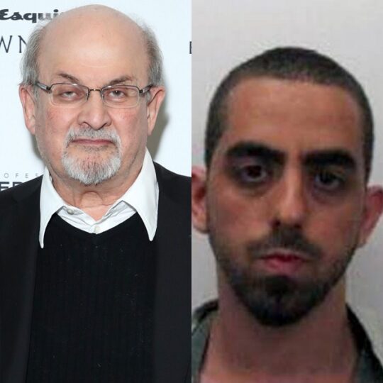 Right – Hadi Matar, the 24-year-old and famous novelist, Salman Rushdie