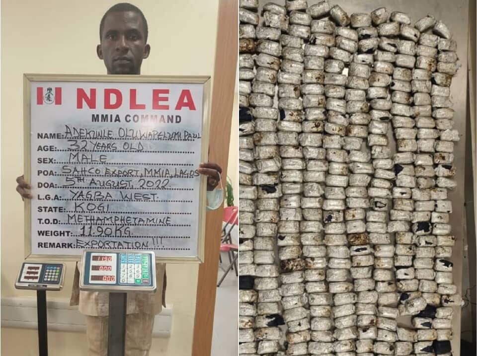 Adekunle and the meth he was caught with