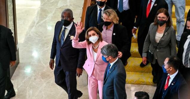 Nancy Pelosi on arrival in Taiwan on Tuesday night