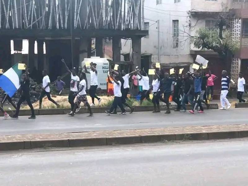 Protesters in Sierra Leone on Wednesday