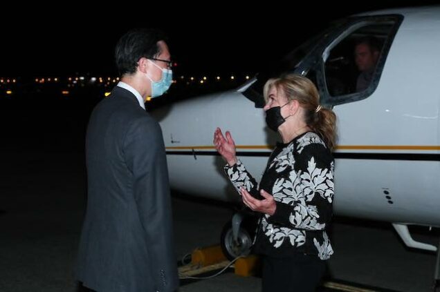 Senator Marsha Blackburn, right arrives Taipei Taiwan