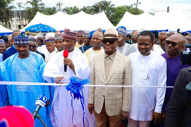 Senator Wamakko, with Gov. Wike at the commissioning of road in Rivers