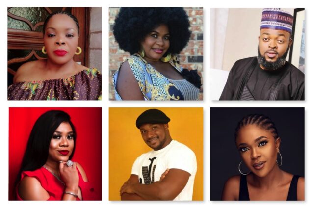 Top row and bottom:  some actors who have left Nigeria