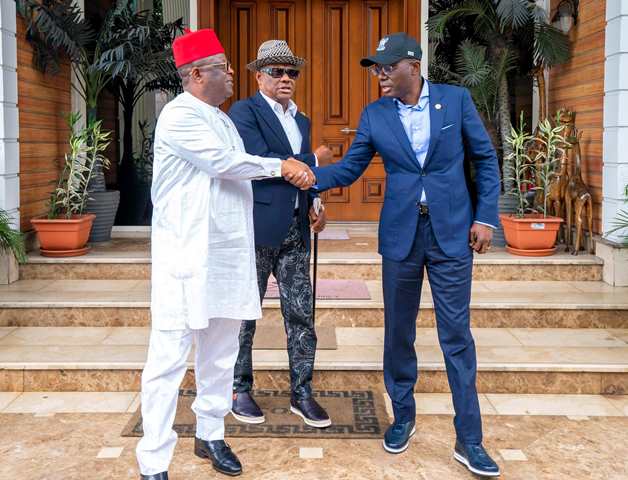 Governor David Umahi with Wike and Sanwo-Olu in Port Harcourt