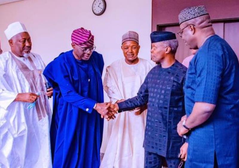 Osinbajo with Sanwo-Olu and others during the visit