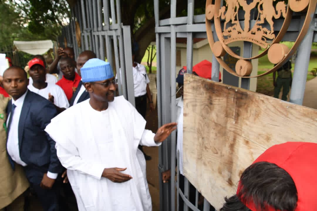 FCT Minister Muhammad Bello reopening the popular Millennium Park after two years of closure due to the outbreak of COVID-19 in 2020 on Monday