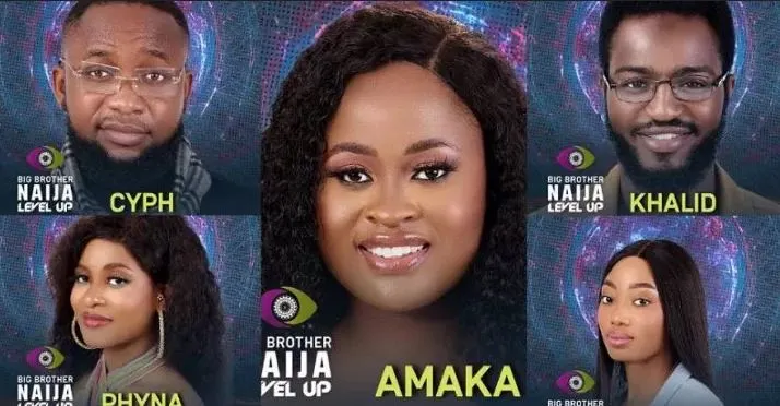 BBNaija: Amaka, Christy-O, Cyph, Khalid and Phyna are the first five housemates up for possible eviction.
