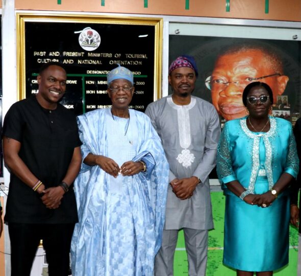 From L-R: Google Regional Director, Sub-Saharan Africa, Government Affairs and Public Policy, Mr. Charles Murito; Minister of Information and Culture, Alhaji Lai Mohammed; Google’s Government Affairs and Public Policy Manager, Mr. Adewolu Adene, and Director ICT, Federal Ministry of Information and Culture, Mrs. Comfort Ajiboye, when the Google Team visited the Minister in Abuja on Thursday