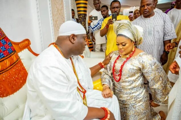 Ooni of Ife and one of his wives, Mariam Anako, who he married on September 6, 2022;