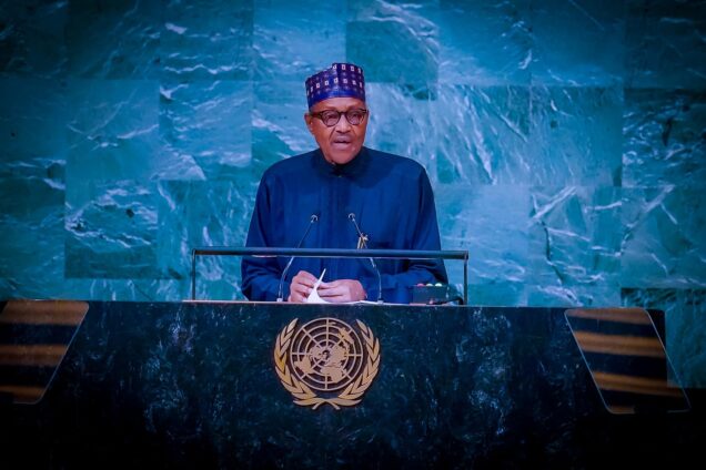President Buhari delivers Nigeria’s National Statement at the 77th United Nations General Assembly in New York on 21st Sep 2022