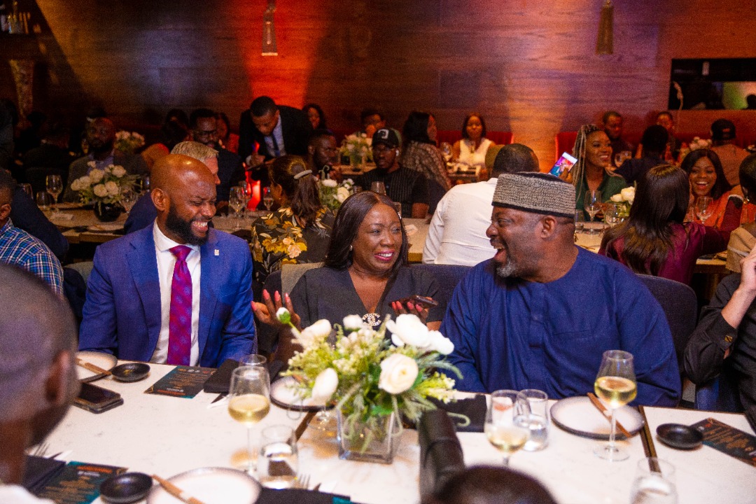 Tobi Amusan and guests at her Homecoming dinner at KOI Restaurant, VI, Lagos. Photo by Ayodele Efunla