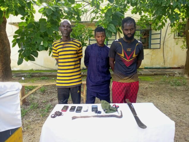 Three suspected armed robbery suspects who specialised in using charms to break into houses identified as Abdullahi Sa’idu, Umar Abubakar Faruk and Zakariyya Hussaini arrested in Katsina State.