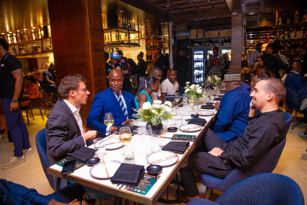 Tobi Amusan and guests at her Homecoming dinner at KOI Restaurant, VI, Lagos. Photo by Ayodele Efunla