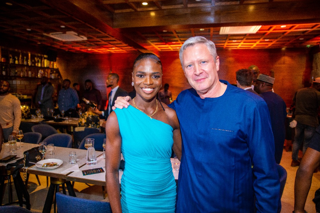 Tobi Amusan and guest at her Homecoming dinner at KOI Restaurant, VI, Lagos. Photo by Ayodele Efunla