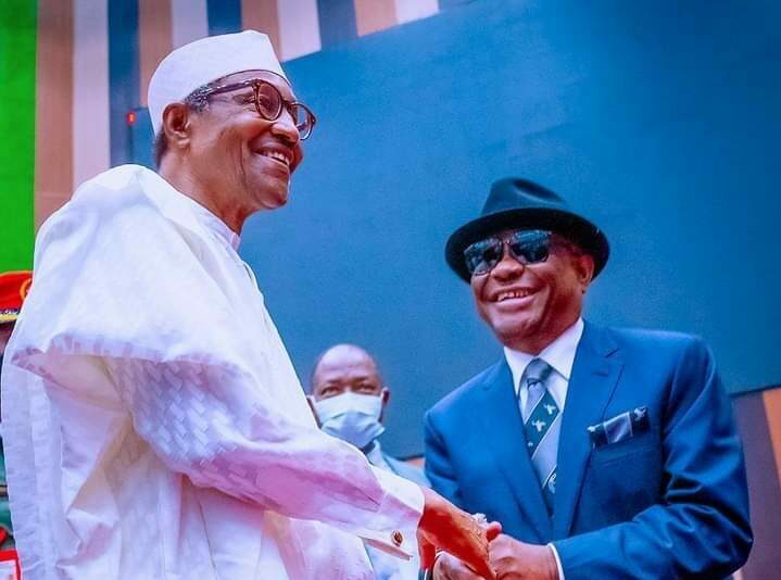 Rivers State, Nyesom Wike meets President Muhammadu Buhari (retd.), on Thursday during the inauguration of Body of Benchers Complex in Abuja.