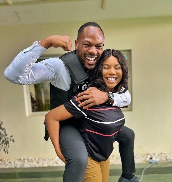 Isime gives Effiong a piggyback ride