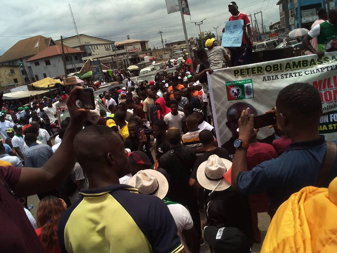 Gridlock in Umuahia as Obi-dients march for Peter Obi