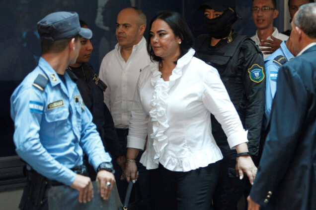 Former first lady Rosa Elena Bonilla de Lobo arrives at a court hearing after being convicted on graft charges, in Tegucigalpa