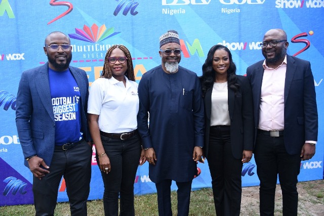 L-R: Tope Oshunkeye Executive Head, Marketing, MultiChoice Nigeria; Atinuke Babatunde, Academy Director, West Africa, MultiChoice Talent Factory; John Ugbe, Chief Executive Officer, MultiChoice Nigeria; Dr. Busola Tejumola, Executive Head, Content, MultiChoice Nigeria and Ayo Ajala Chief Operating Officer, MultiChoice Nigeria at the MultiChoice Media Showcase 2022 yesterday in Lagos.