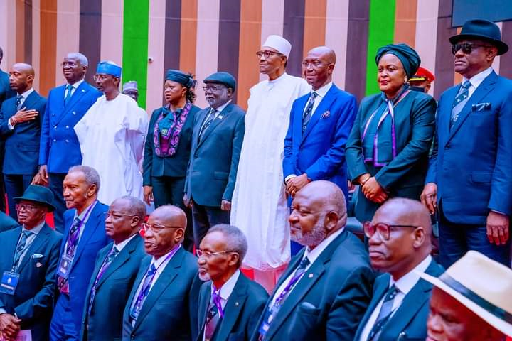 Buhari at the inauguration of Body of Benchers Complex in Abuja.