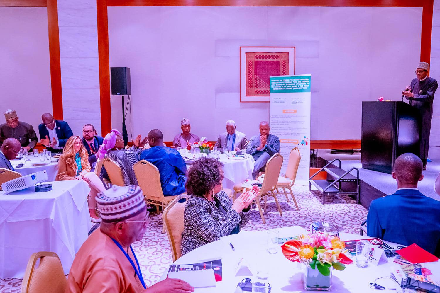 President Buhari at one of the side events organised by Nigeria at the 77th session of the high-level meetings of the UN General Assembly in New York