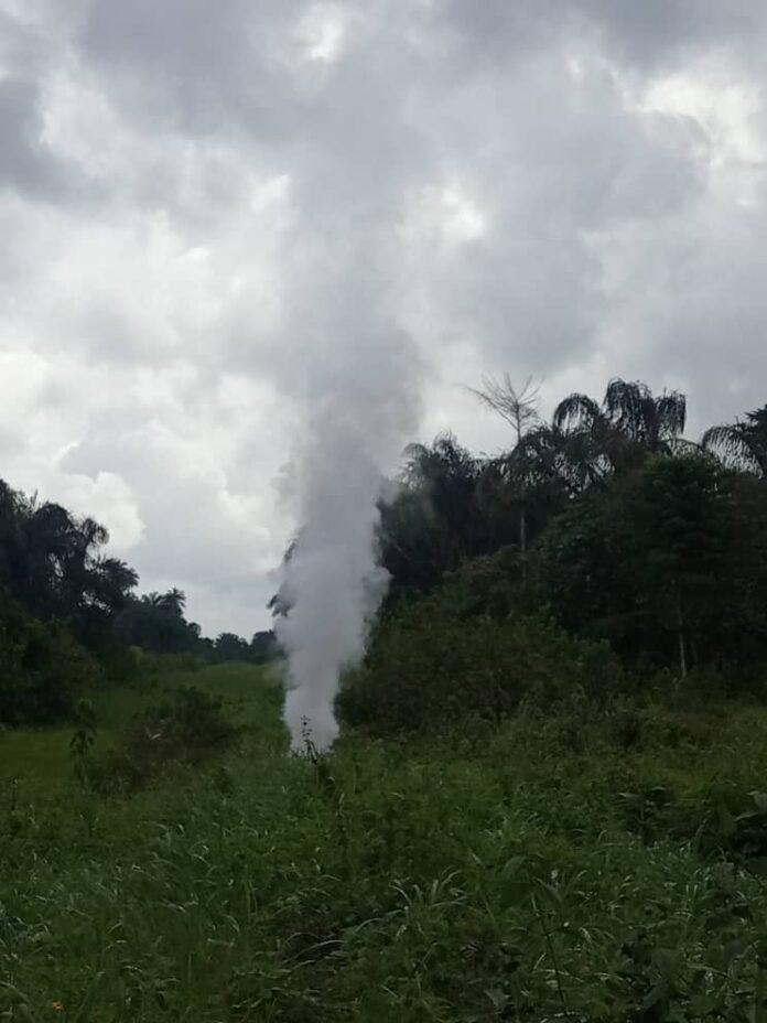 Site of explosion on Agip Oil Company pipeline Azikoro community in Bayelsa State